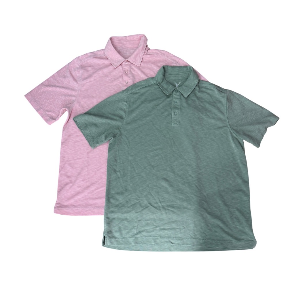 Lot of‎ 2 Age of Wisdom & Nicoby Polo Shirts Mens Large Modal Blend Pink Green